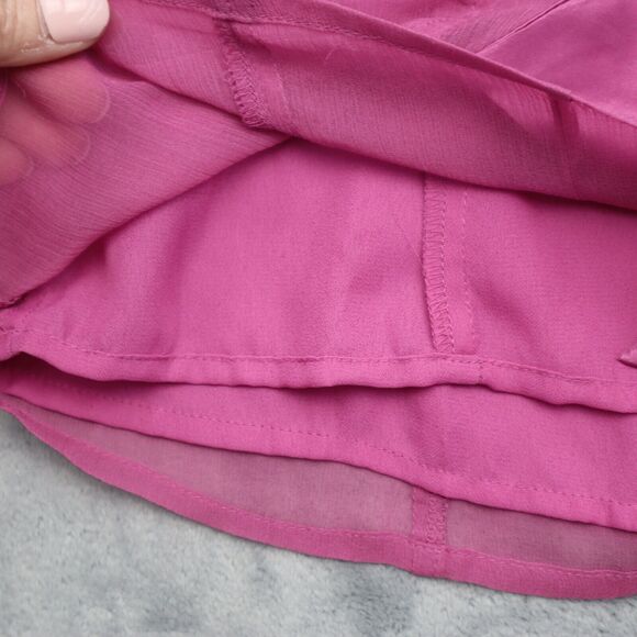 Worthington Shirt Womens 8 Pink Sleeveless Crew Neck Pleated Solid Back Zip Top - Picture 15 of 16